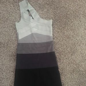 Arden B gray striped one shoulder dress size: S